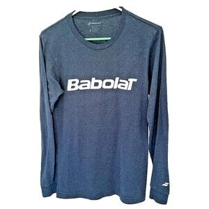 NEW Babolat Heather Blue Long Sleeve Logo Tee Shirt Size Small Soft Cotton Blend